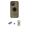 MARSİLYAN™- iPhone 12 Pro Max Kılıf Yörünge Çizgi - Siyah Polymer Nano Ekran Koruyucu + Renkli Kamera Lens Koruma Cam - TU