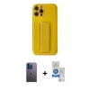 MARSİLYAN™- iPhone 12 Pro Max Kılıf Yörünge Yansıma - Şeffaf Royal Nano Ekran Koruyucu + Neon Fosforlu Kamera Lens - MI