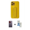 MARSİLYAN™- iPhone 12 Pro Max Kılıf Yörünge Yansıma - Şeffaf Royal Nano Ekran Koruyucu + Neon Fosforlu Kamera Lens - TU