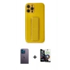 MARSİLYAN™- iPhone 12 Pro Max Kılıf Yörünge Yansıma - Şeffaf Temperli Cam Ekran Koruyucu + Neon Fosforlu Kamera Lens - MI