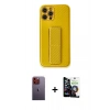 MARSİLYAN™- iPhone 12 Pro Max Kılıf Yörünge Yansıma - Şeffaf Temperli Cam Ekran Koruyucu + Neon Fosforlu Kamera Lens - TU