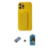 MARSİLYAN™- iPhone 12 Pro Max Kılıf Yörünge Yansıma - Siyah 18D Cam Ekran Koruyucu + Siyah Shine Kamera Lens Koruma Cam
