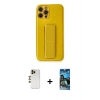 MARSİLYAN™- iPhone 12 Pro Max Kılıf Yörünge Yansıma - Siyah 34D Izgaralı Cam + Shine Kamera Lens - GD