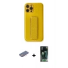 MARSİLYAN™- iPhone 12 Pro Max Kılıf Yörünge Yansıma - Siyah 360 Mat Full Body Arka Koruyucu + Renkli Kamera Lens Koruma Cam - PE