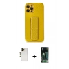 MARSİLYAN™- iPhone 12 Pro Max Kılıf Yörünge Yansıma - Siyah 360 Mat Full Body Arka Koruyucu + Shine Kamera Lens - GD