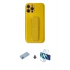MARSİLYAN™- iPhone 12 Pro Max Kılıf Yörünge Yansıma - Siyah 3D Antistatik Cam Ekran Koruyucu + Shine Kamera Lens Koruma Cam - MI
