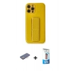 MARSİLYAN™- iPhone 12 Pro Max Kılıf Yörünge Yansıma - Siyah 5D Eko Cam Ekran Koruyucu + Renkli Kamera Lens Koruma Cam - MI