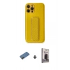 MARSİLYAN™- iPhone 12 Pro Max Kılıf Yörünge Yansıma - Siyah Bilvis Hayalet Cam Ekran Koruyucu + Shine Kamera Lens Koruma Cam - GD