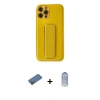 MARSİLYAN™- iPhone 12 Pro Max Kılıf Yörünge Yansıma - Siyah Joko Magic 5D Cam + Gold Shine Kamera Lens Koruma Cam