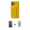 MARSİLYAN™- iPhone 12 Pro Max Kılıf Yörünge Yansıma - Siyah Polymer Nano Ekran Koruyucu + Neon Fosforlu Kamera Lens - YL