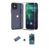 MARSİLYAN™- iPhone 12 Pro Max Kılıf Zirve Doku - Siyah 18D Cam Ekran Koruyucu + Shine Kamera Lens Koruma Cam - GD