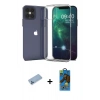 MARSİLYAN™- iPhone 12 Pro Max Kılıf Zirve Doku - Siyah 18D Cam Ekran Koruyucu + Shine Kamera Lens Koruma Cam - MI