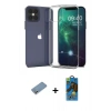 MARSİLYAN™- iPhone 12 Pro Max Kılıf Zirve Doku - Siyah 18D Cam Ekran Koruyucu + Shine Kamera Lens Koruma Cam - GS