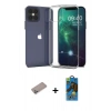 MARSİLYAN™- iPhone 12 Pro Max Kılıf Zirve Doku - Siyah 18D Cam Ekran Koruyucu + Shine Kamera Lens Koruma Cam - SABE