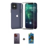 MARSİLYAN™- iPhone 12 Pro Max Kılıf Zirve Doku - Siyah 18D Cam Ekran Koruyucu + Neon Fosforlu Kamera Lens - TU