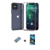 MARSİLYAN™- iPhone 12 Pro Max Kılıf Zirve Doku - Siyah 34D Izgaralı Cam + Shine Kamera Lens Koruma Cam - GI