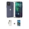 MARSİLYAN™- iPhone 12 Pro Max Kılıf Zirve Doku - Siyah 34D Izgaralı Cam + Shine Kamera Lens - GD