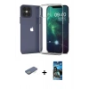MARSİLYAN™- iPhone 12 Pro Max Kılıf Zirve Doku - Siyah 34D Izgaralı Cam + Renkli Kamera Lens Koruma Cam - YL