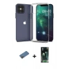 MARSİLYAN™- iPhone 12 Pro Max Kılıf Zirve Doku - Siyah 360 Mat Full Body Arka Koruyucu + Shine Kamera Lens Koruma Cam - GD
