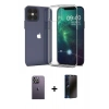 MARSİLYAN™- iPhone 12 Pro Max Kılıf Zirve Doku - Siyah 3D Antistatik Hayalet Cam Ekran Koruyucu + Neon Fosforlu Kamera Lens - BZ
