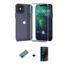 MARSİLYAN™- iPhone 12 Pro Max Kılıf Zirve Doku - Siyah 3D Antistatik Hayalet Cam Ekran Koruyucu + Shine Kamera Lens Koruma Cam - SH