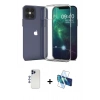 MARSİLYAN™- iPhone 12 Pro Max Kılıf Zirve Doku - Siyah 3D Antistatik Seramik Nano Ekran Koruyucu + Shine Kamera Lens - LT