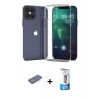 MARSİLYAN™- iPhone 12 Pro Max Kılıf Zirve Doku - Siyah 5D Eko Cam Ekran Koruyucu + Renkli Kamera Lens Koruma Cam - MI