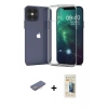 MARSİLYAN™- iPhone 12 Pro Max Kılıf Zirve Doku - Siyah 6D Mat Seramik Hayalet Nano Ekran Koruyucu + Renkli Kamera Lens Koruma Cam - PE