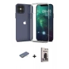 MARSİLYAN™- iPhone 12 Pro Max Kılıf Zirve Doku - Siyah Bilvis Hayalet Cam Ekran Koruyucu + Renkli Kamera Lens Koruma Cam - YL