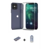 MARSİLYAN™- iPhone 12 Pro Max Kılıf Zirve Doku - Siyah Joko Magic 5D Cam + Pembe Renkli Kamera Lens Koruma Cam