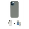 MARSİLYAN™- iPhone 12 Pro Max Kılıf Zirve Modern Özel Seri - Şeffaf Royal Nano Ekran Koruyucu + Shine Kamera Lens - GD