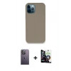 MARSİLYAN™- iPhone 12 Pro Max Kılıf Zirve Modern Özel Seri - Şeffaf Temperli Cam Ekran Koruyucu + Beyaz Neon Fosforlu Kamera Lens