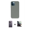 MARSİLYAN™- iPhone 12 Pro Max Kılıf Zirve Modern Özel Seri - Şeffaf Temperli Cam Ekran Koruyucu + Beyaz Neon Fosforlu Kamera Lens