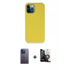 MARSİLYAN™- iPhone 12 Pro Max Kılıf Zirve Modern Özel Seri - Şeffaf Temperli Cam Ekran Koruyucu + Neon Fosforlu Kamera Lens - MI