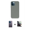 MARSİLYAN™- iPhone 12 Pro Max Kılıf Zirve Modern Özel Seri - Şeffaf Temperli Cam Ekran Koruyucu + Neon Fosforlu Kamera Lens - MI