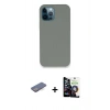 MARSİLYAN™- iPhone 12 Pro Max Kılıf Zirve Modern Özel Seri - Şeffaf Temperli Cam Ekran Koruyucu + Renkli Kamera Lens Koruma Cam - MI