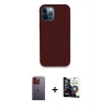 MARSİLYAN™- iPhone 12 Pro Max Kılıf Zirve Modern Özel Seri - Şeffaf Temperli Cam Ekran Koruyucu + Neon Fosforlu Kamera Lens - TU