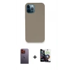 MARSİLYAN™- iPhone 12 Pro Max Kılıf Zirve Modern Özel Seri - Şeffaf Temperli Cam Ekran Koruyucu + Neon Fosforlu Kamera Lens - TU