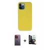 MARSİLYAN™- iPhone 12 Pro Max Kılıf Zirve Modern Özel Seri - Şeffaf Temperli Cam Ekran Koruyucu + Neon Fosforlu Kamera Lens - TU