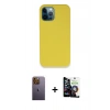 MARSİLYAN™- iPhone 12 Pro Max Kılıf Zirve Modern Özel Seri - Şeffaf Temperli Cam Ekran Koruyucu + Neon Fosforlu Kamera Lens - SI