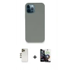 MARSİLYAN™- iPhone 12 Pro Max Kılıf Zirve Modern Özel Seri - Şeffaf Temperli Cam Ekran Koruyucu + Shine Kamera Lens - GD
