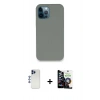 MARSİLYAN™- iPhone 12 Pro Max Kılıf Zirve Modern Özel Seri - Şeffaf Temperli Cam Ekran Koruyucu + Shine Kamera Lens - LT