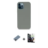 MARSİLYAN™- iPhone 12 Pro Max Kılıf Zirve Modern Özel Seri - Şeffaf Temperli Cam Ekran Koruyucu + Siyah Shine Kamera Lens Koruma Cam