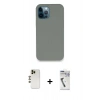 MARSİLYAN™- iPhone 12 Pro Max Kılıf Zirve Modern Özel Seri - Şeffaf Uv Polymer Nano Ekran Koruyucu + Shine Kamera Lens - GD