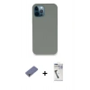 MARSİLYAN™- iPhone 12 Pro Max Kılıf Zirve Modern Özel Seri - Şeffaf Uv Polymer Nano Ekran Koruyucu + Gold Metal Kamera Lens Koruma Cam