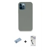 MARSİLYAN™- iPhone 12 Pro Max Kılıf Zirve Modern Özel Seri - Şeffaf Uv Polymer Nano Ekran Koruyucu + Mavi Shine Kamera Lens Koruma Cam