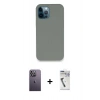 MARSİLYAN™- iPhone 12 Pro Max Kılıf Zirve Modern Özel Seri - Şeffaf Uv Polymer Nano Ekran Koruyucu + Neon Fosforlu Kamera Lens - BZ