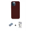 MARSİLYAN™- iPhone 12 Pro Max Kılıf Zirve Modern Özel Seri - Şeffaf Uv Polymer Nano Ekran Koruyucu + Pembe Shine Kamera Lens Koruma Cam