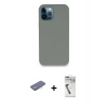 MARSİLYAN™- iPhone 12 Pro Max Kılıf Zirve Modern Özel Seri - Şeffaf Uv Polymer Nano Ekran Koruyucu + Renkli Kamera Lens Koruma Cam - PE