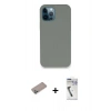 MARSİLYAN™- iPhone 12 Pro Max Kılıf Zirve Modern Özel Seri - Şeffaf Uv Polymer Nano Ekran Koruyucu + Shine Kamera Lens Koruma Cam - SABE